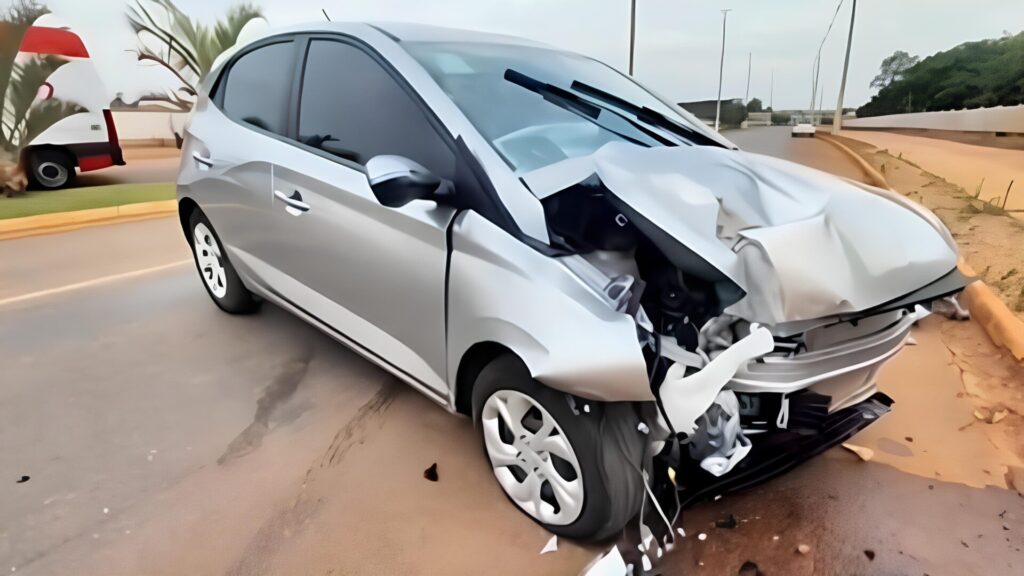 Mulher perde o controle do veículo e colide com poste em Primavera do Leste; estado é grave; veja vídeo